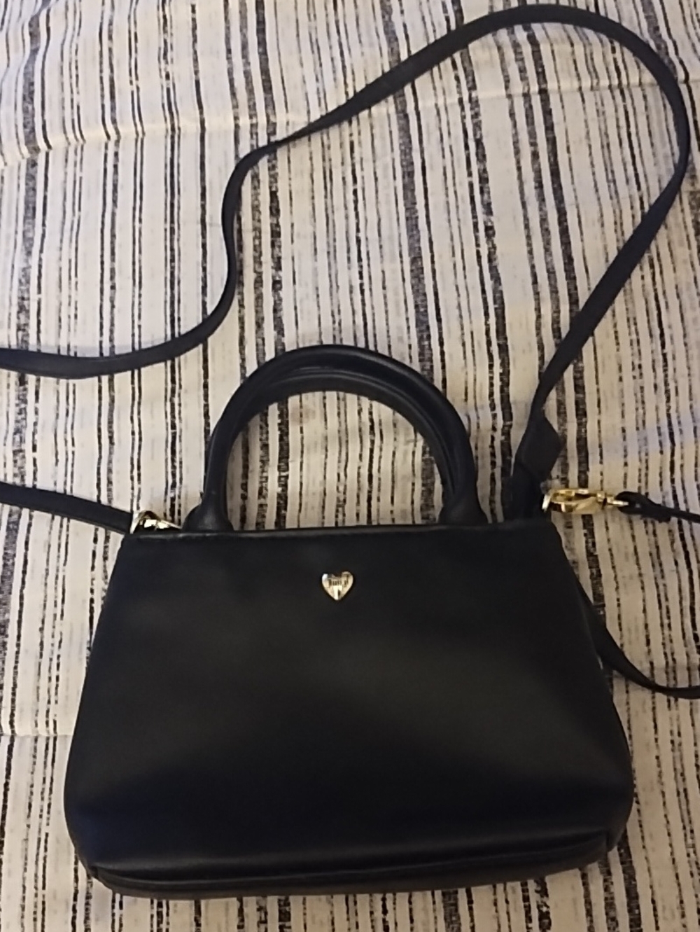 Juicy Couture Black Crossbody Satchel with Gold Heart Accent